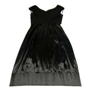 Lafayette 148 Size 10 Women's Black Midi Dress Black V-Neck Stain Effect RN95135